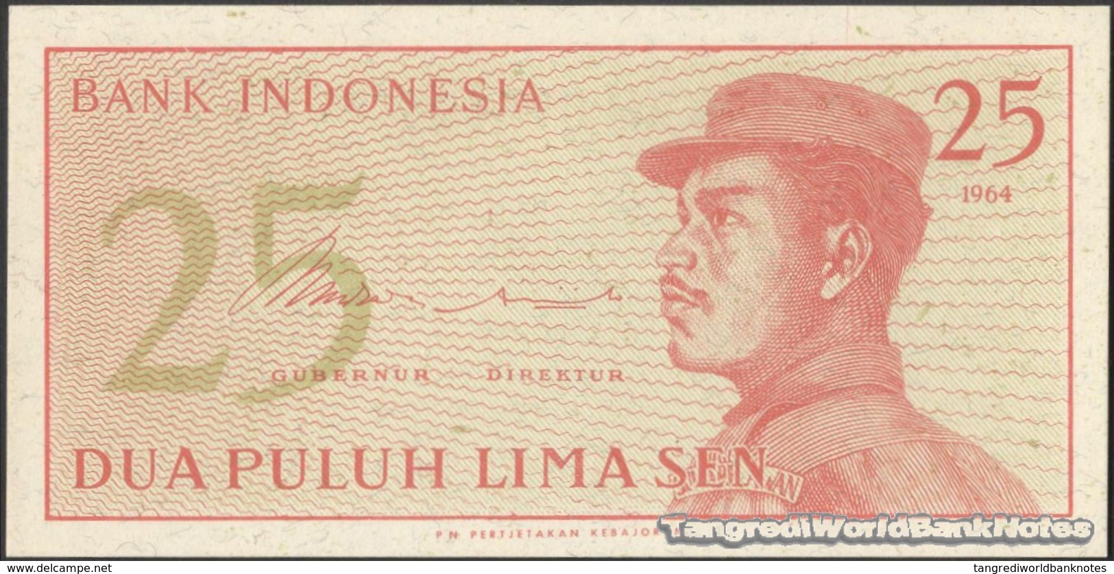 TWN - INDONESIA 93a - 25 Sen 1964 Various Prefixes﻿ UNC - Indonesia
