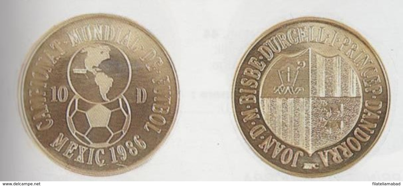 ANDORRA MONEDA EN PLATA   Nº 34  VALOR 10 DINERS MEXIC 1986 SERVEI D'EMISSIÓNS  (E.M.8 - Andorre