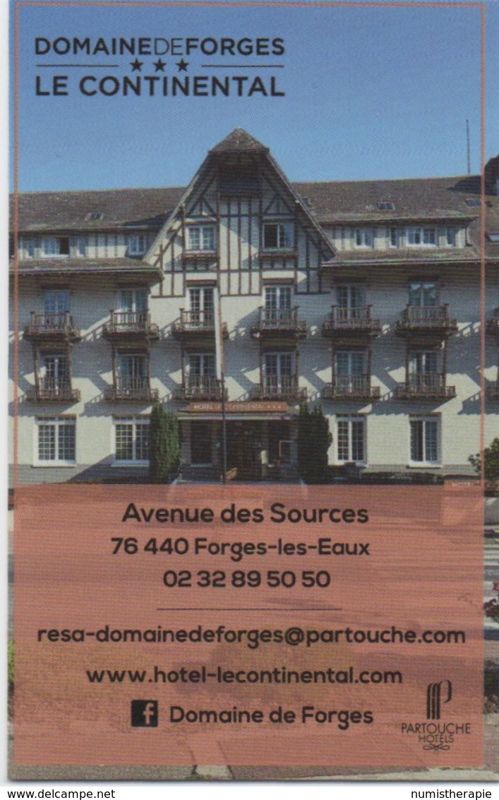 Carte (de Visite) : Domaine De Forges (les Eaux) CP 76440 : Hôtel Le Continental Partouche - Cartes De Casino