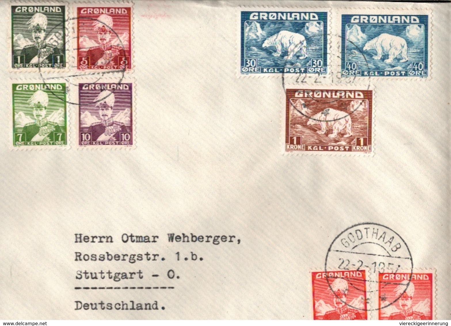 ! 1957 Brief Aus Grönland Nach Stuttgart, Eisbären, Godthaab, Greenland - Lettres & Documents