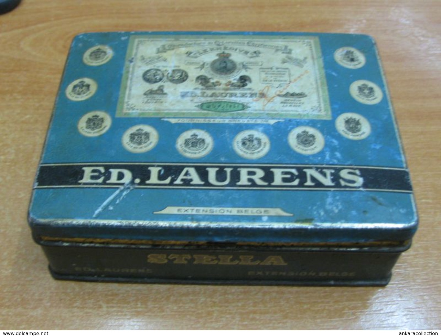 AC - STELLA ED. LAURENS MANUFACTURE DE CIGARETTES EGYPTIENNES  LE KHEDIVE CIGARETTES TOBACCO EMPTY TIN BOX - Tabaksdozen (leeg)