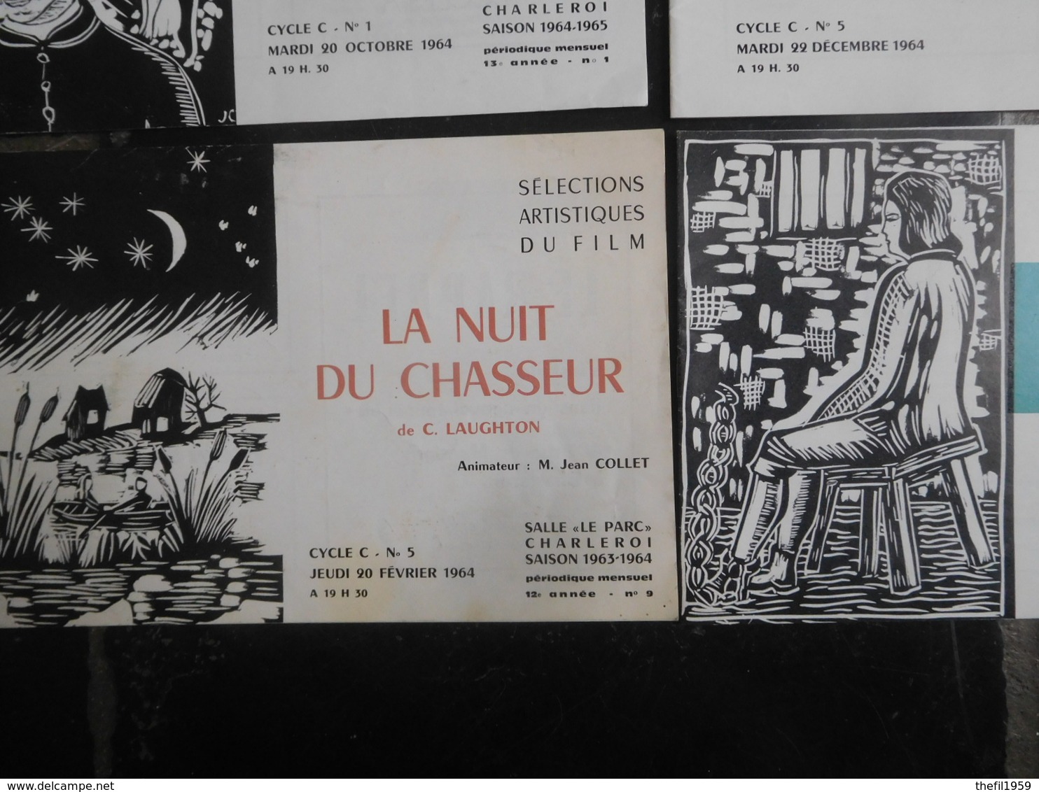 9 Programmes Salle "Le Parc" Cinéma Charleroi 1964-1965 / Fellini - Orson Welles... - Programme