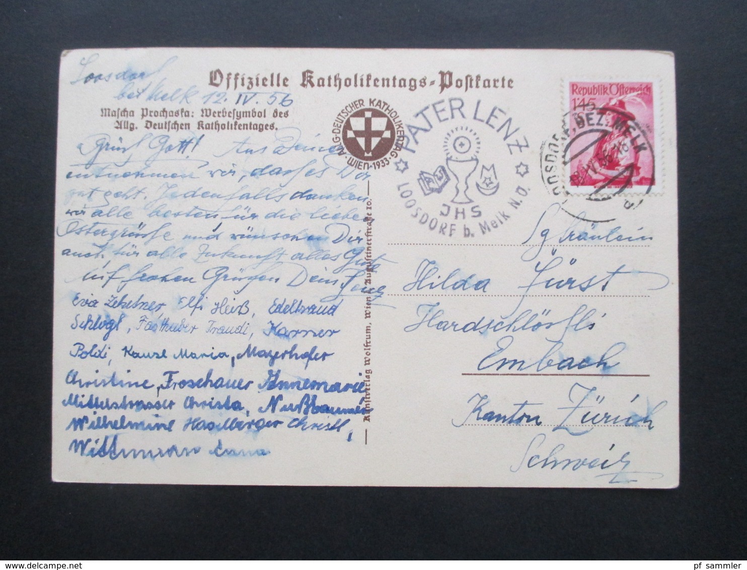 Österreich PK Ein Heiliges Jahr Der Deutschen. Allgemeiner Deutscher Katholikentag In Wien 1933 Verwendet 1956 Mit SST - Cartas & Documentos