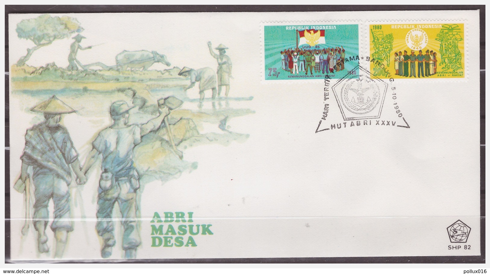 Indonesia 1980 FDC SHP 82 35 Year Forces Soldier Flag - Indonesia