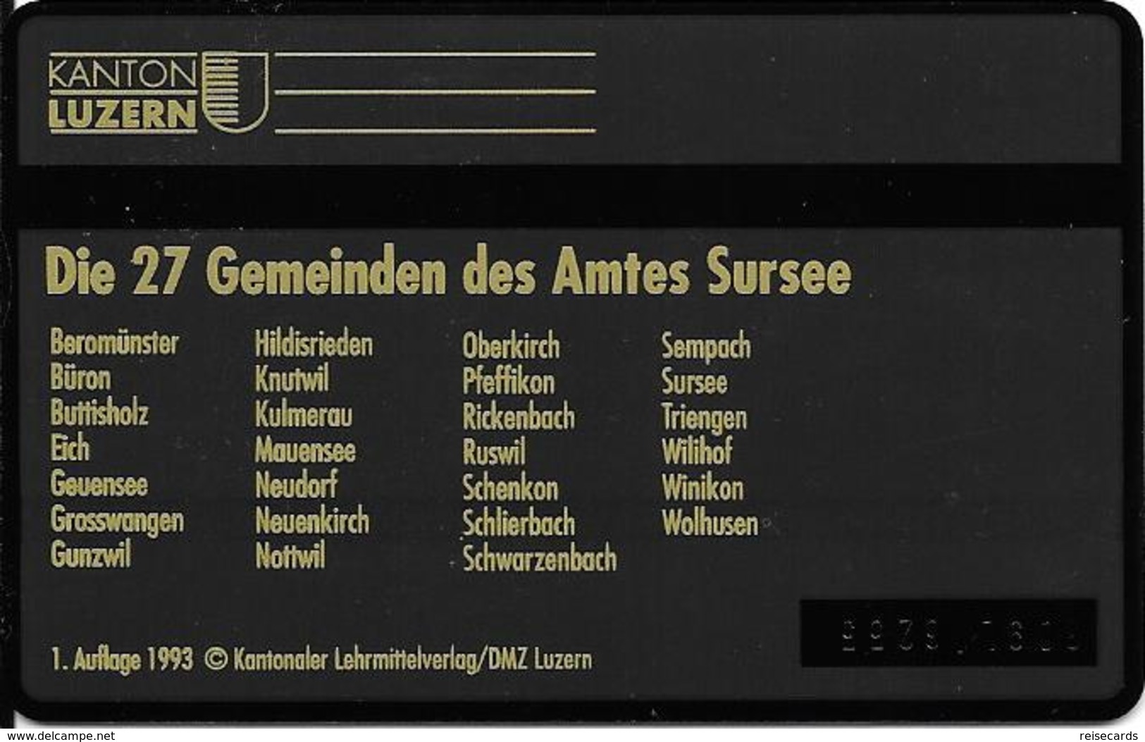 Switzerland: PTT KP-93/78W 309L Kanton Luzern - Amt Sursee, Knutwil - Schweiz