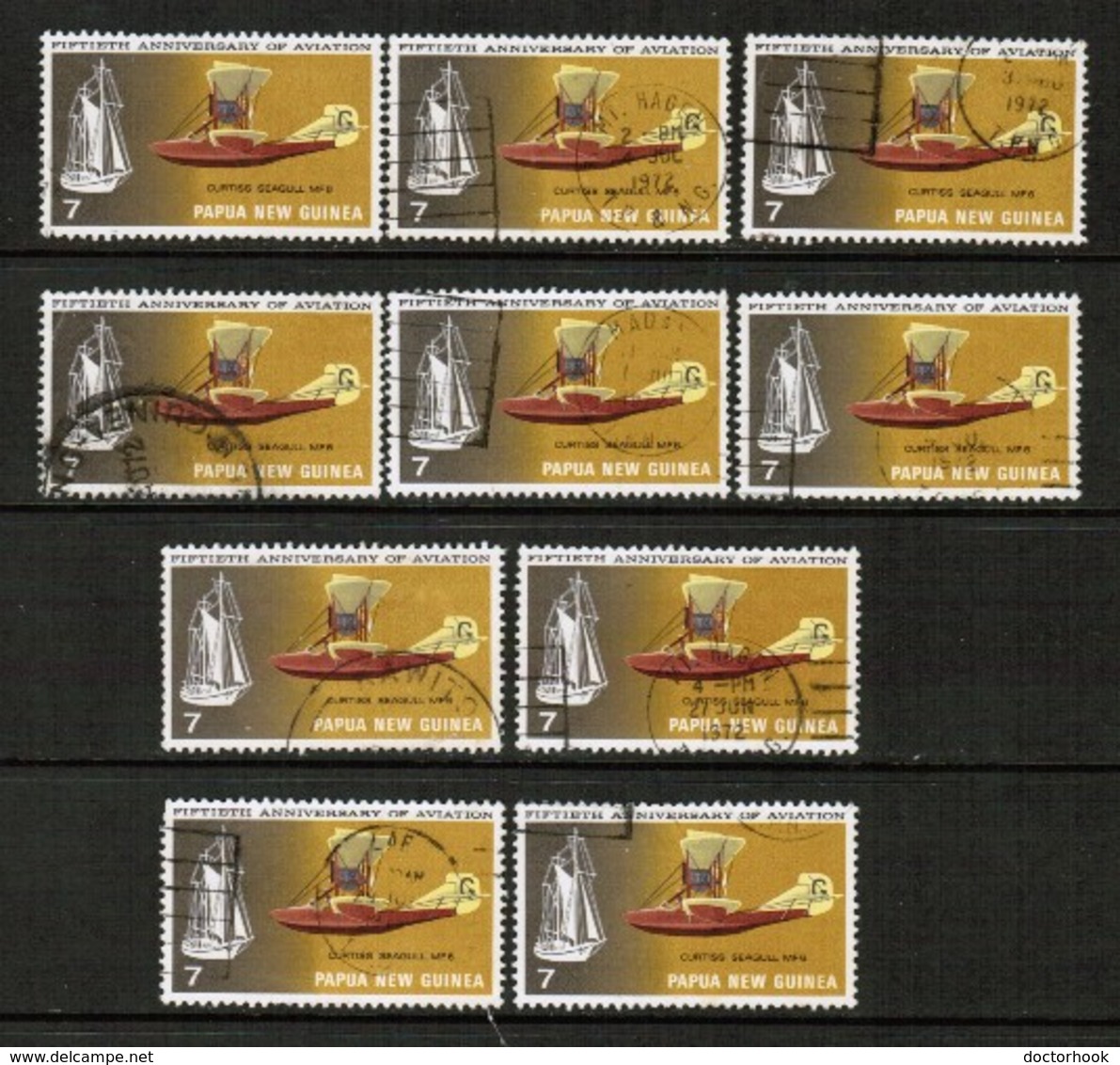 PAPUA NEW GUINEA  Scott # 348 USED WHOLESALE LOT OF 10 (WH-409) - Vrac (max 999 Timbres)