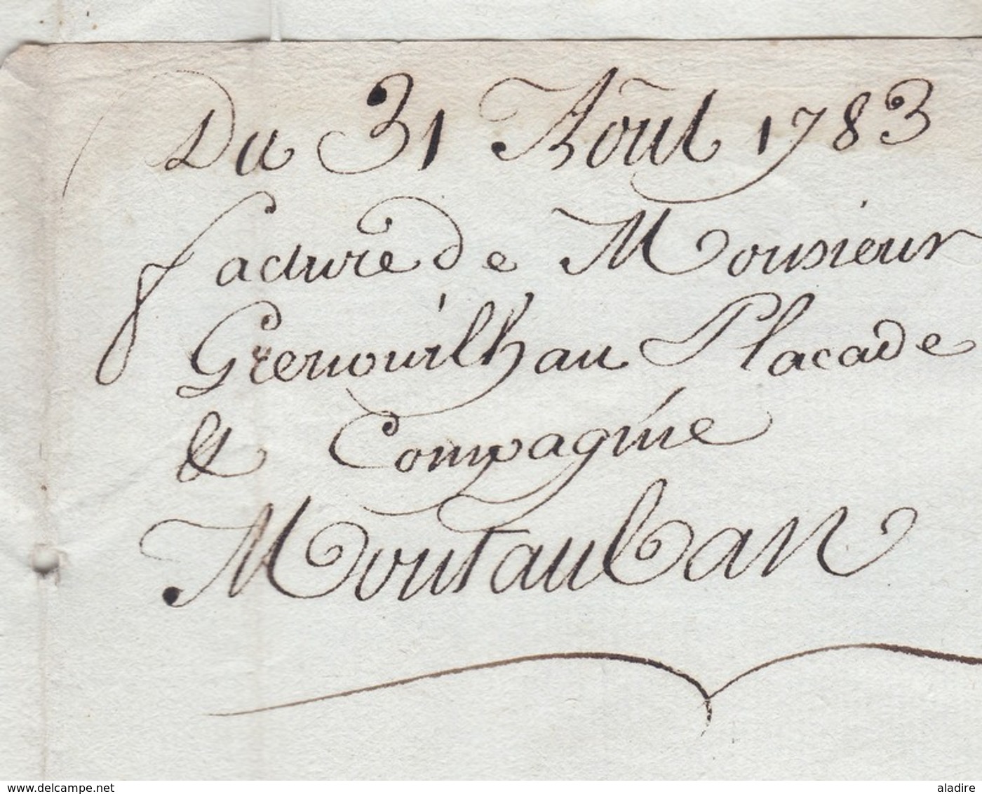 1783 - Marque Postale MONTAUBAN, Tarn Et Garonne Sur Lettre Avec Correspondance Vers Marmande, Lot Et Garonne - 1701-1800: Précurseurs XVIII