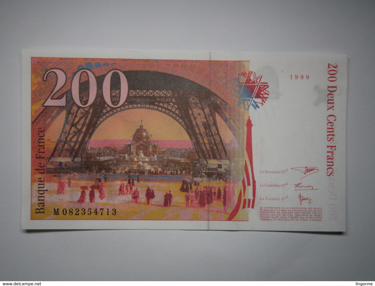 1999 Billet 200 Francs Eiffel - 200 F 1995-1999 ''Eiffel''