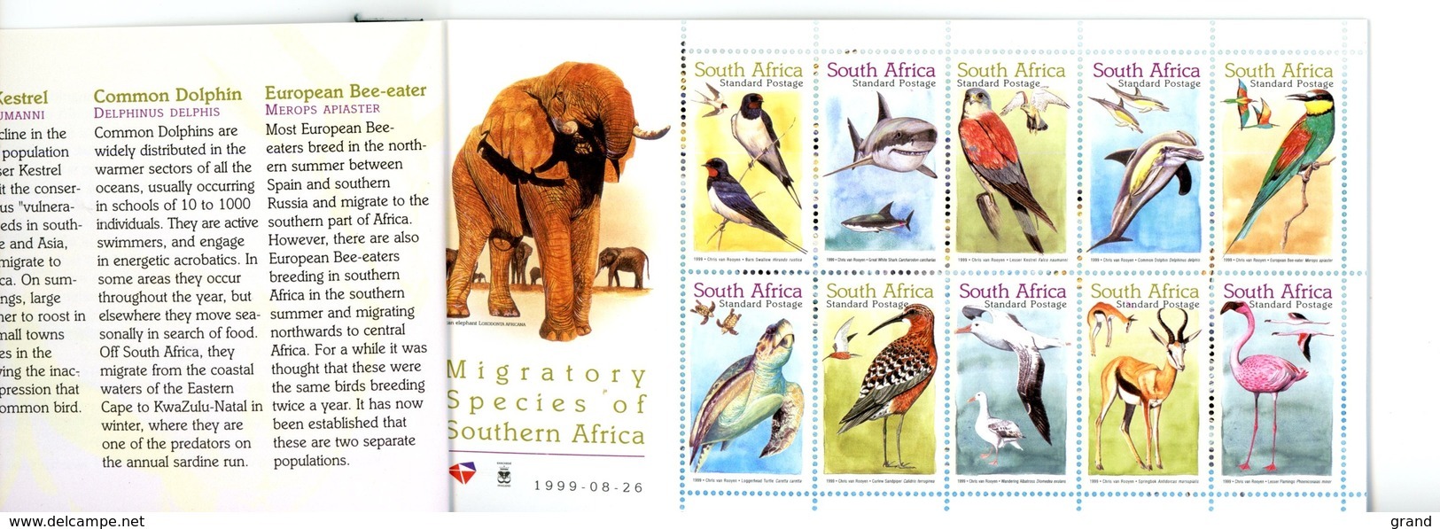 Afrique Du Sud 1999-Oiseaux,requin,dauphin,tortue-EspadonCarnet De Prestige Avec 2x La Série+3 Cartes-YT C1084***MNH4776 - Other & Unclassified