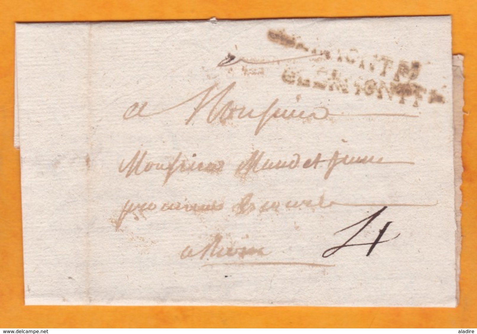 1782 - Marque Postale PEU LISIBLE Sur Lettre Avec Correspondance Vers Riom, Puy De Dôme - 1701-1800: Precursors XVIII