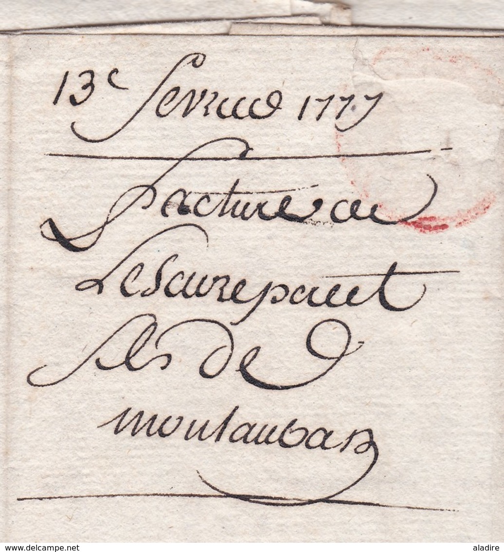 1777 - Marque Postale MONTAUBAN, Tarn Et Garonne Sur Lettre Avec Corresp Vers Marmande, Lot Et Garonne - 1701-1800: Precursors XVIII