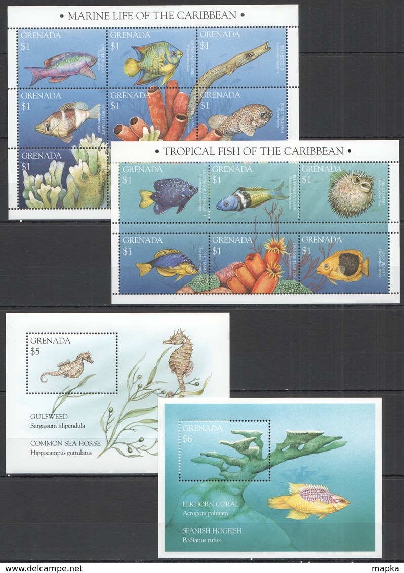 Y682 1995 GRENADA FISH & MARINE LIFE #3023-37 MICHEL 34,5 EURO 2BL+2KB MNH - Vie Marine