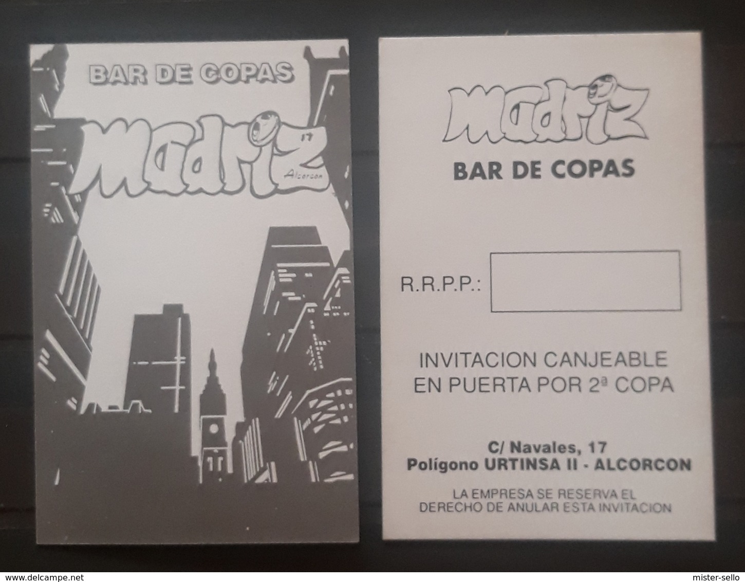 ALCORCON. MADRIZ BAR DE COPAS. - Tarjetas De Visita