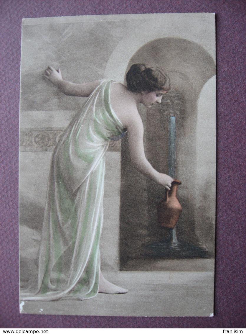 Lot De 5 CPA FEMME AVEC JARRE à La Fontaine ETUDE DRAPE De ROBE Belle Série édition Soignée TONS DOUX Genre PASTEL SEPIA - Women