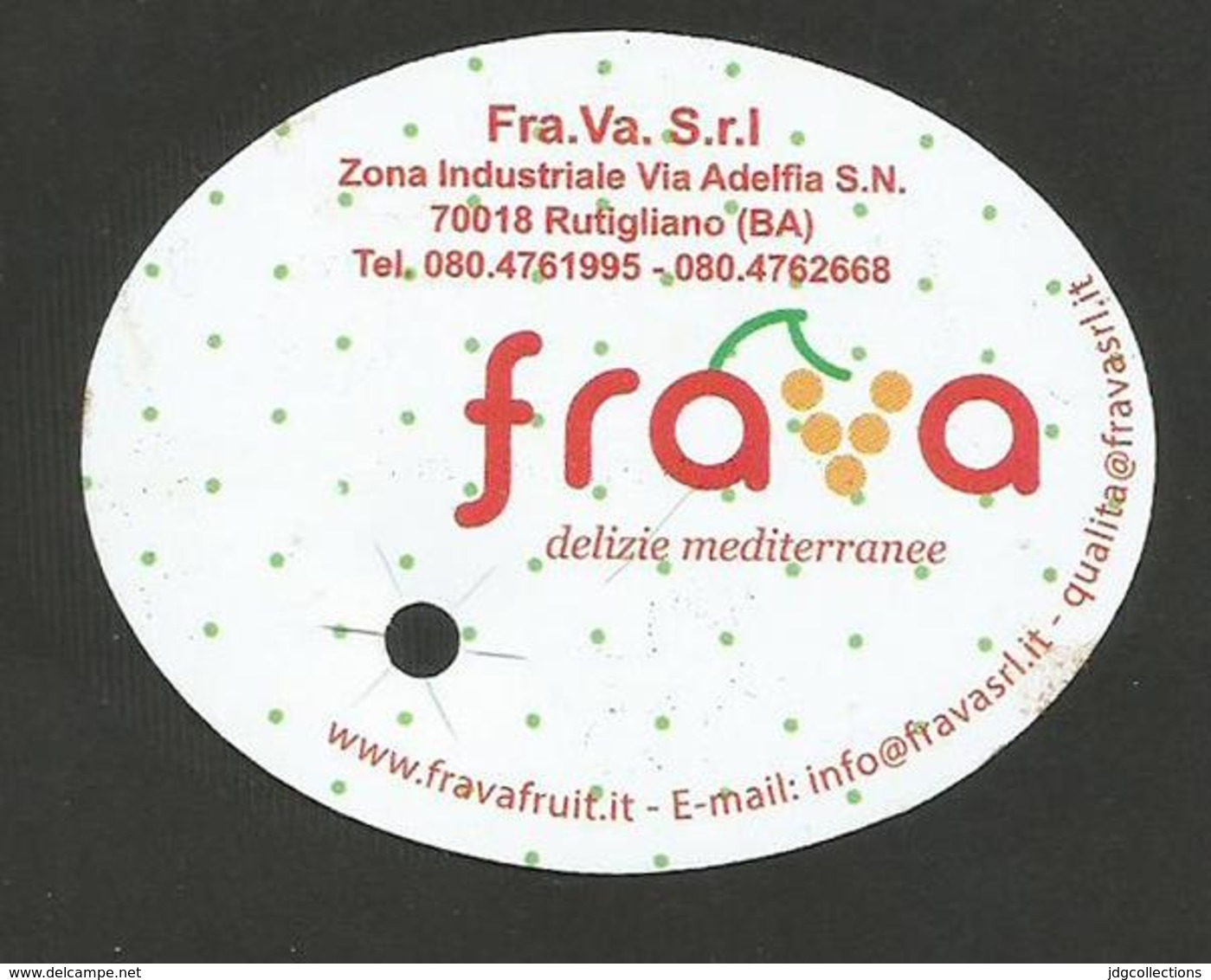 # UVA FRAVA PUGLIA GRAPE Italy Fruit Tag Balise Etiqueta Anhänger Cartellino Uva Raisin Uvas Traube - Fruits & Vegetables