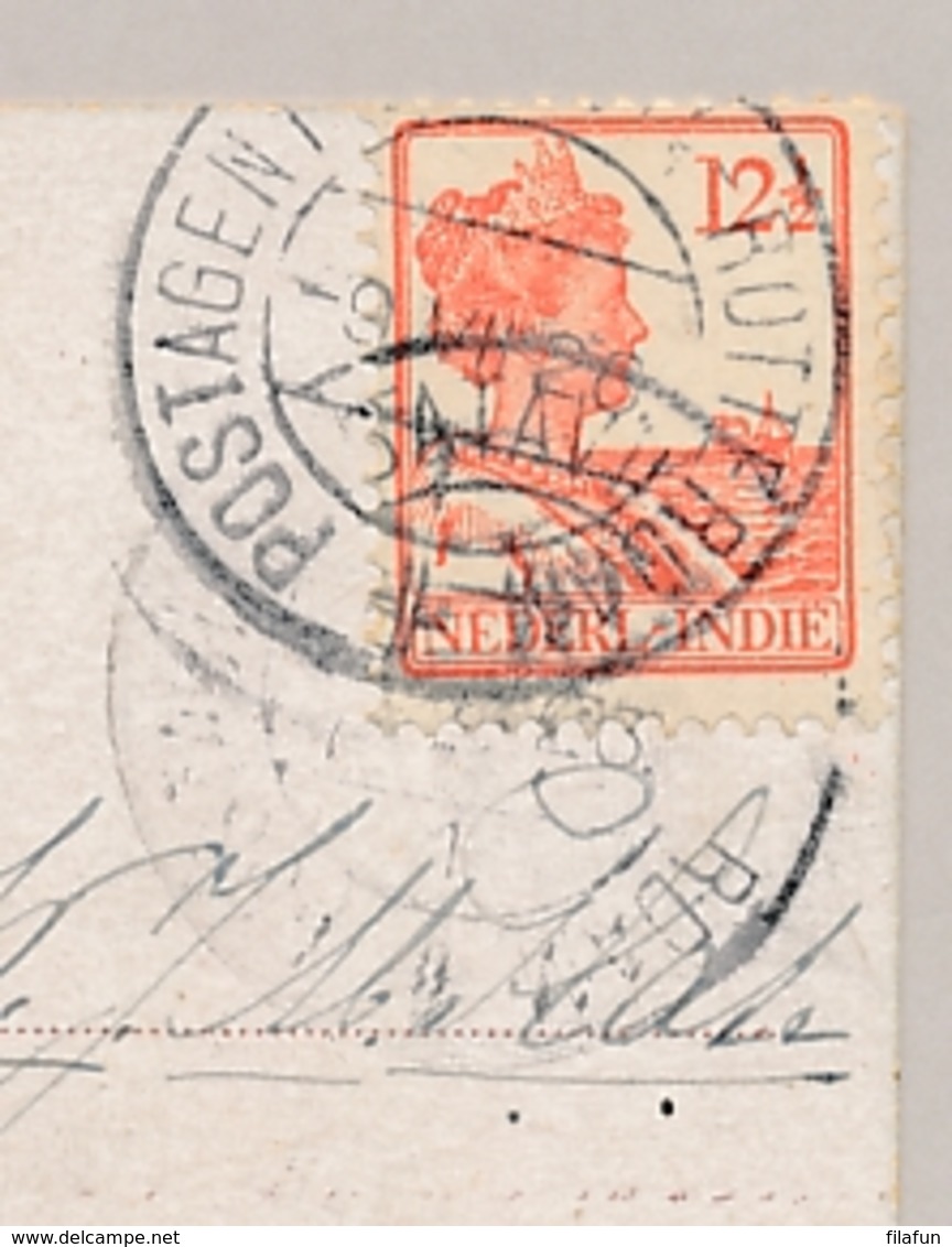 Nederlands Indië - 1926 - 12,5 Cent Wilhelmina Van KB Postagent Batavia-Rotterdam Via Singapore Naar Weltevreden - Indie Olandesi