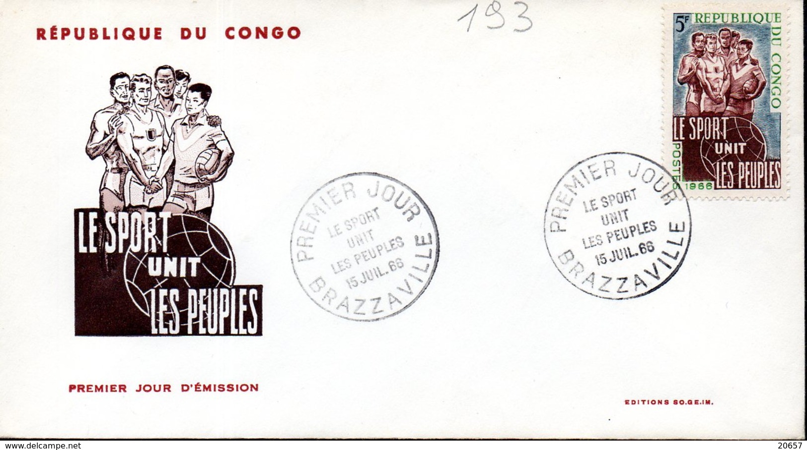 CONGO 193 Fdc Football, Le Sport Unit Les Peuples - Autres & Non Classés