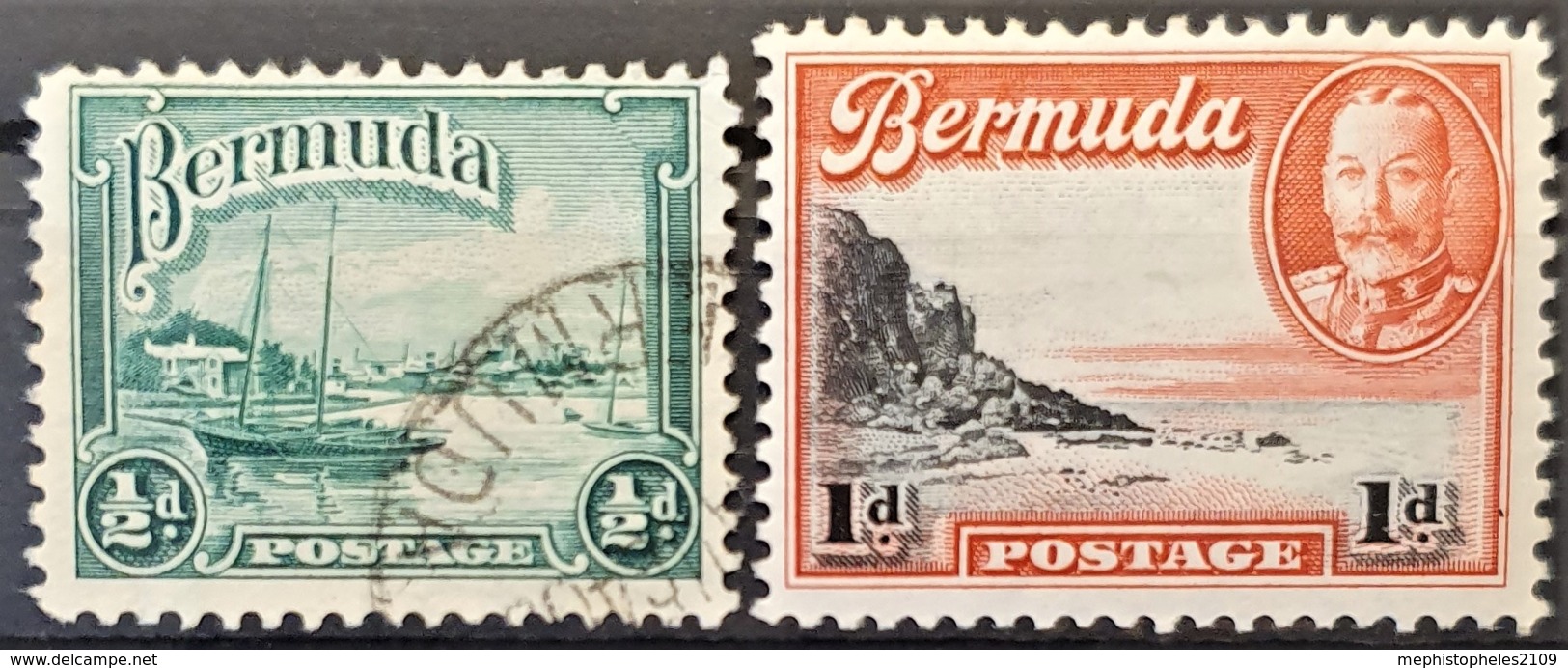 BERMUDA 1935 - MLH/canceled - Sc# 105, 106 - 1/2d 1d - Bermudas