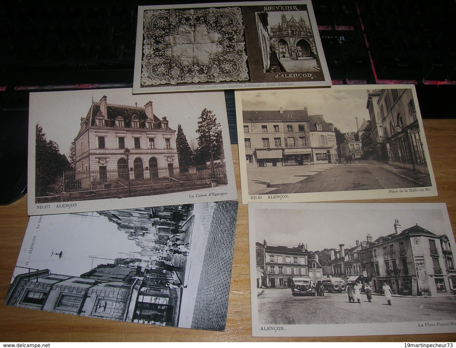 Lot De 5 Cpa 9x14 NV DD Alencon La Grande Rue Caisse Epargne Place Pusset Malassis Bus Dentelle Halle Au Ble TBE - Alencon