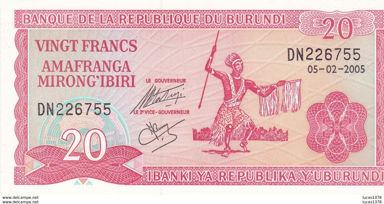 BURUNDI 20 FRANCS 2005 / NEUF - Burundi