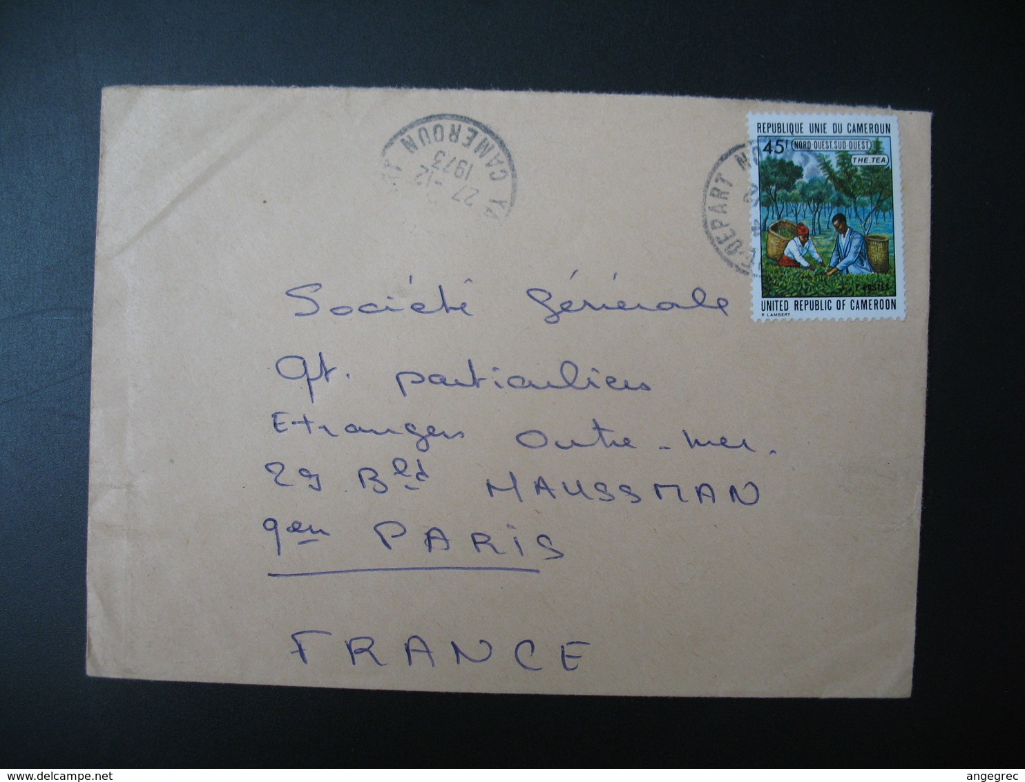 Lettre Cameroun Thème Agriculture Récolte  1973  Pour La Sté Générale France Bd Haussmann  Paris - Agriculture