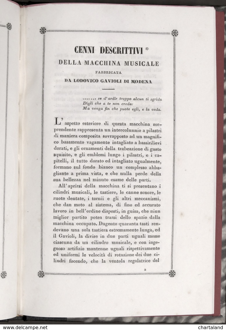 Musica A Lodovico Gavioli Interpreti Del Comun Voto Alcuni Concittadini - 1843 - Autres & Non Classés