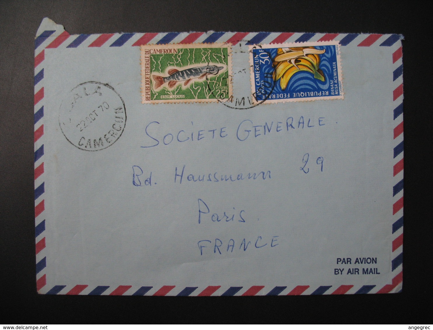 Lettre  Cameroun Thème Agriculture Banane   1970  Pour La Sté Générale France Bd Haussmann  Paris - Agriculture