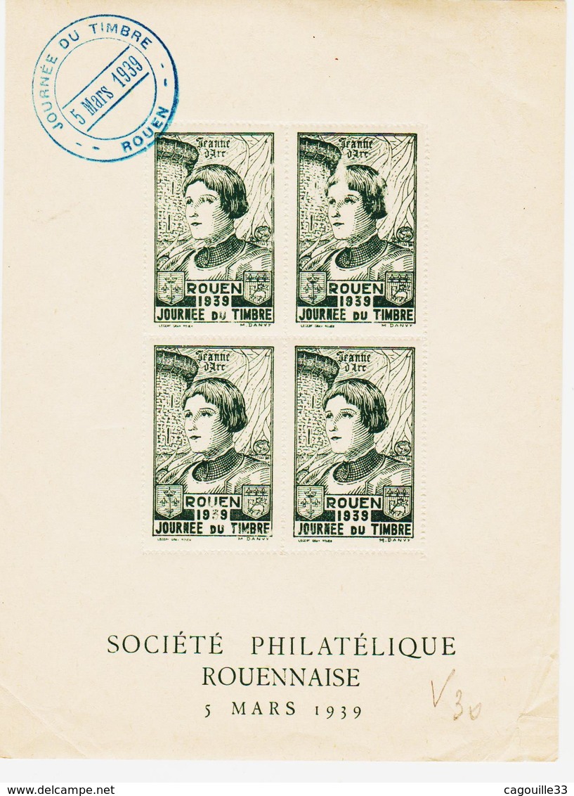 France , Vignette De Rouen , Journée Du Timbre 1939 ( Verte) Jeanne D'Arc  TB - Briefmarkenmessen