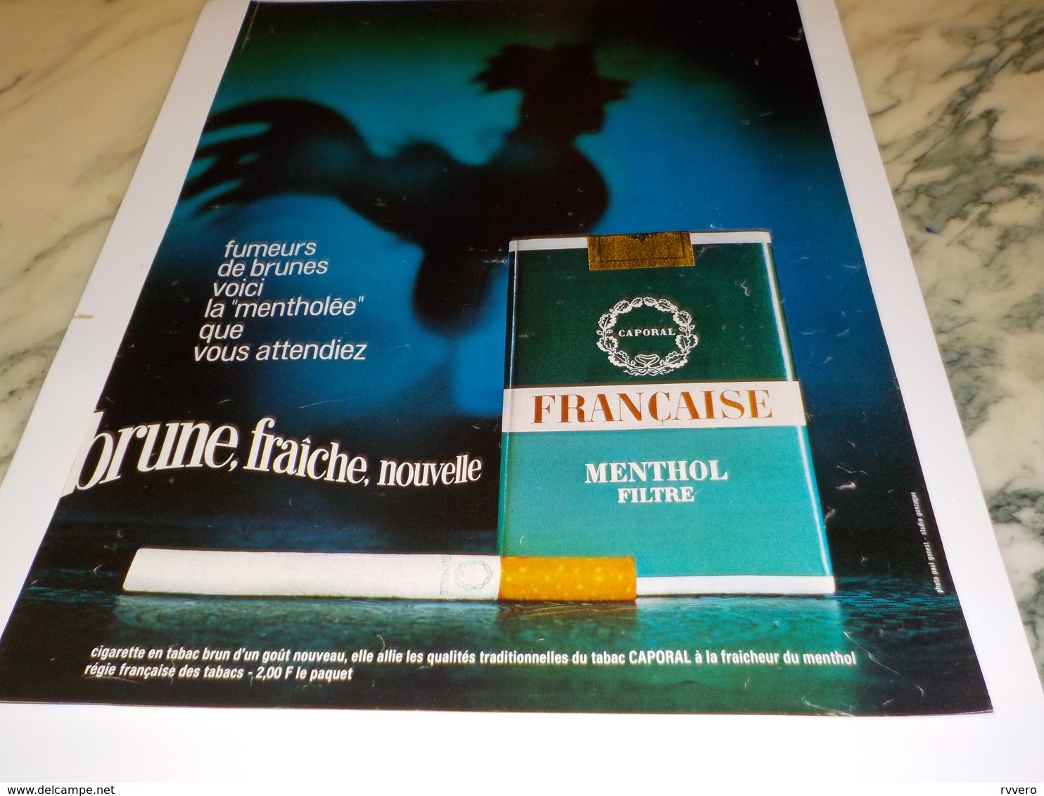 ANCIENNE PUBLICITE CIGARETTES MENTHOL  FRANCAISE 1972 - Autres & Non Classés