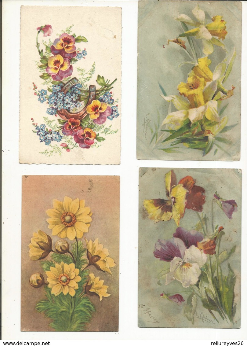 CPA, Lot De 36 Cartes Fantaisies Florales - Autres & Non Classés