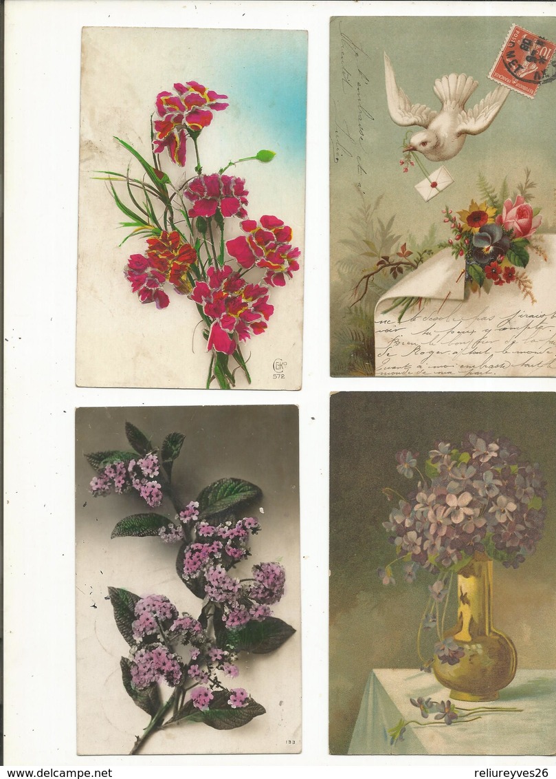 CPA, Lot De 36 Cartes Fantaisies Florales - Autres & Non Classés