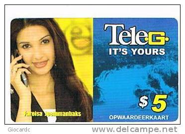 SURINAME (SURINAM) - TELE G  (GSM RECHARGE) - FAREISA JOEMMANBAKS: MISS INDIA WORLDWIDE      - USED - RIF. 2043 - Surinam