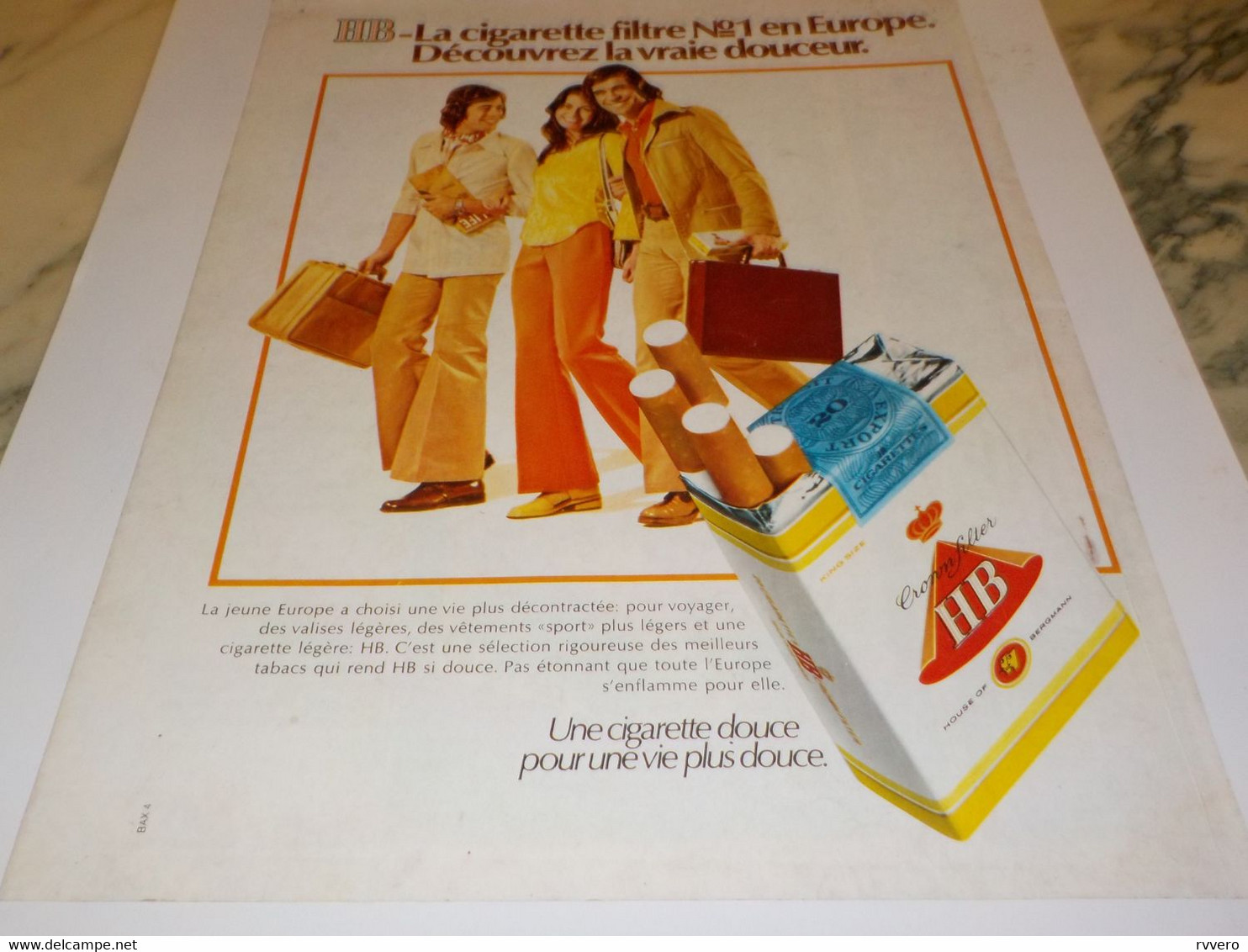 ANCIENNE PUBLICITE VOYAGE CIGARETTE DE DOUCEUR  HB 1972 - Autres & Non Classés