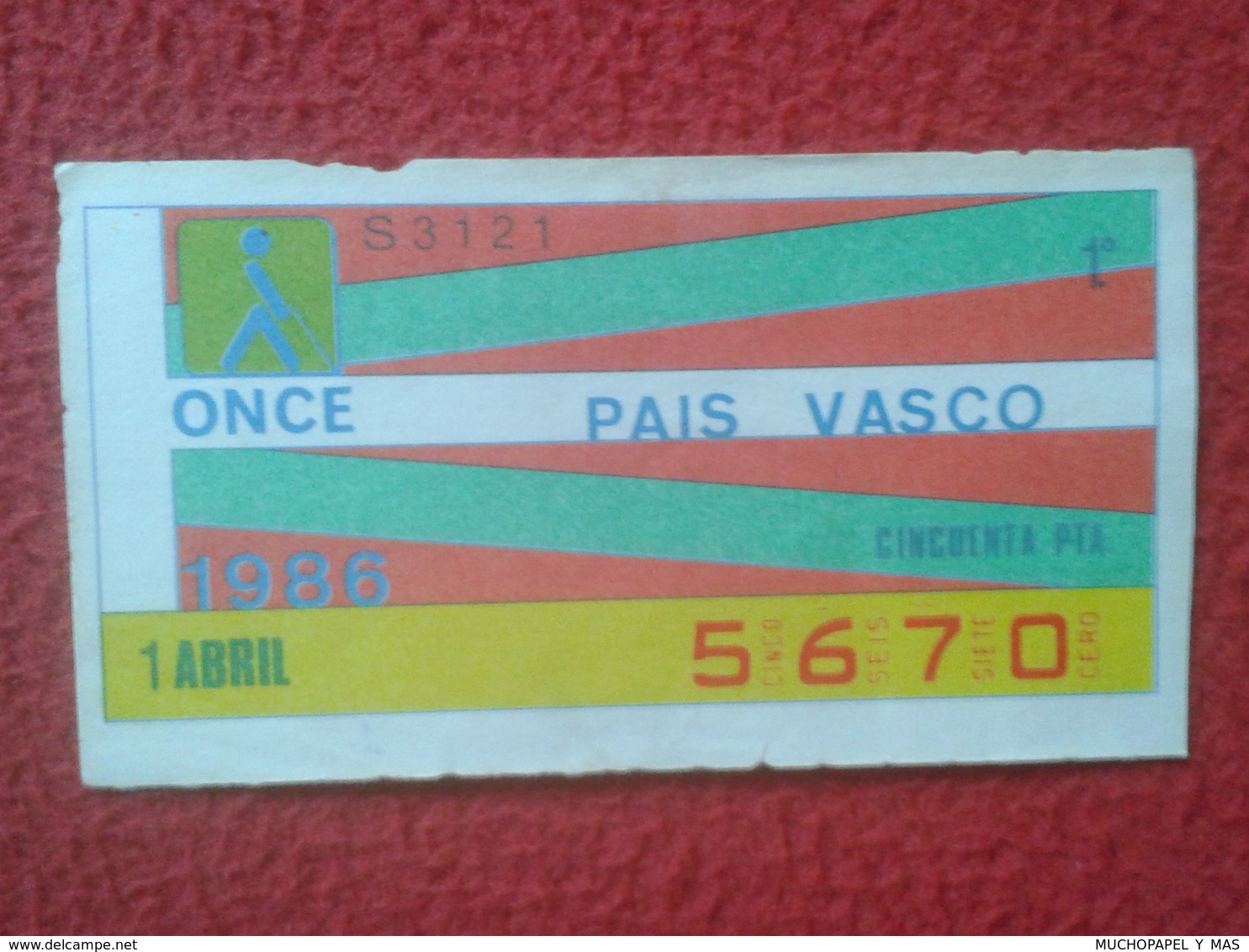 CUPÓN DE LA ONCE SPANISH LOTTERY LOTERIE SPAIN CIEGO BLIND LOTERÍA ESPAÑA REGIONES 1986 EUSKADI PAÍS VASCO EUSKAL HERRIA - Billetes De Lotería