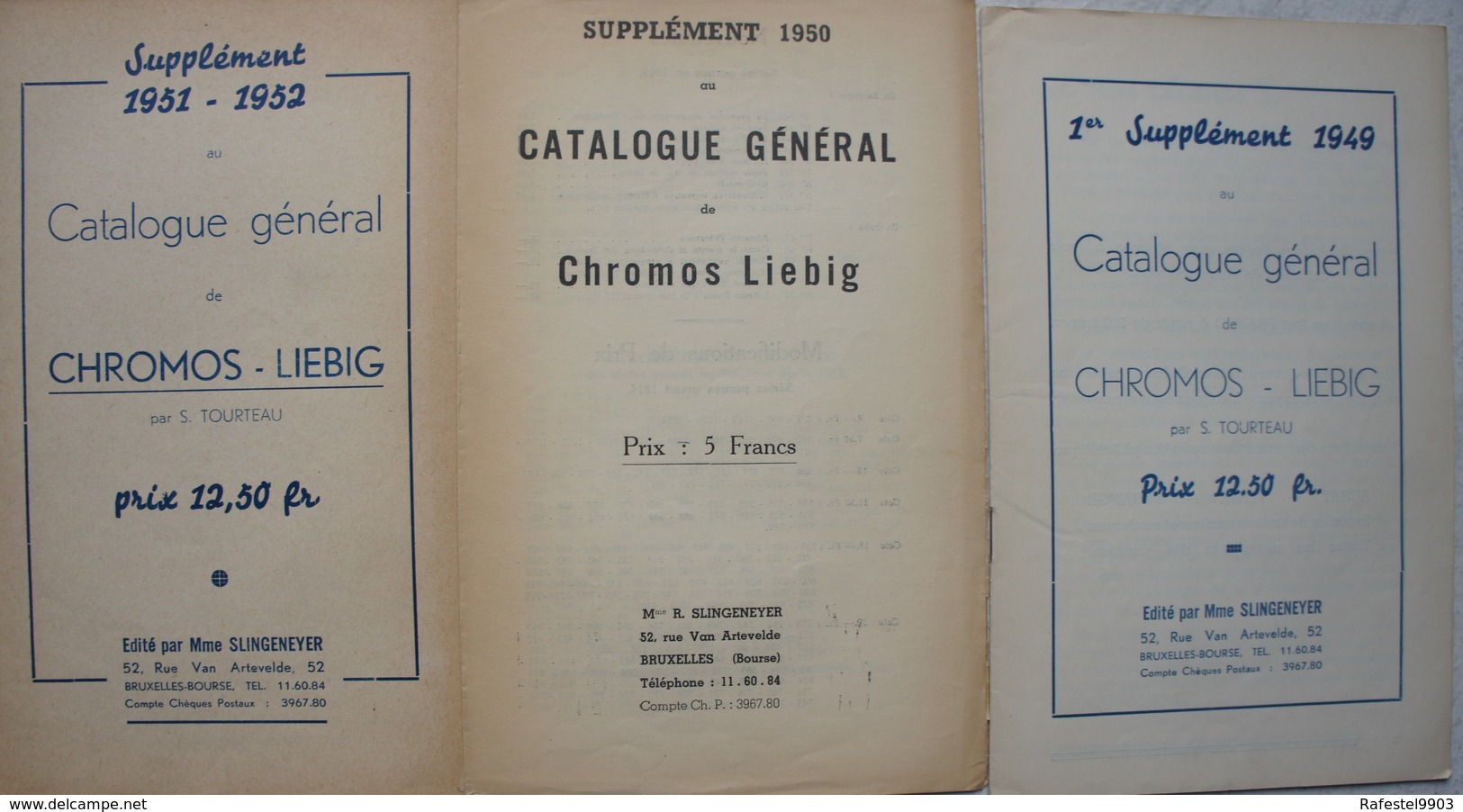 3 Suppléments Catalogue Général LIEBIG 1949-50-51-52 Chromo - Autres & Non Classés