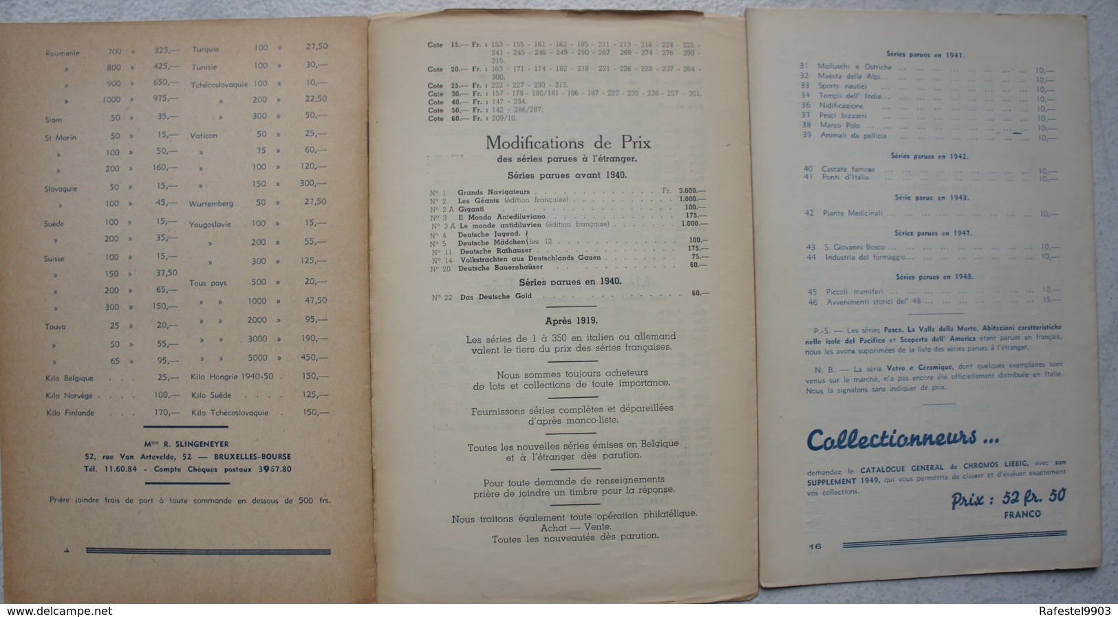 3 Suppléments Catalogue Général LIEBIG 1949-50-51-52 Chromo - Autres & Non Classés