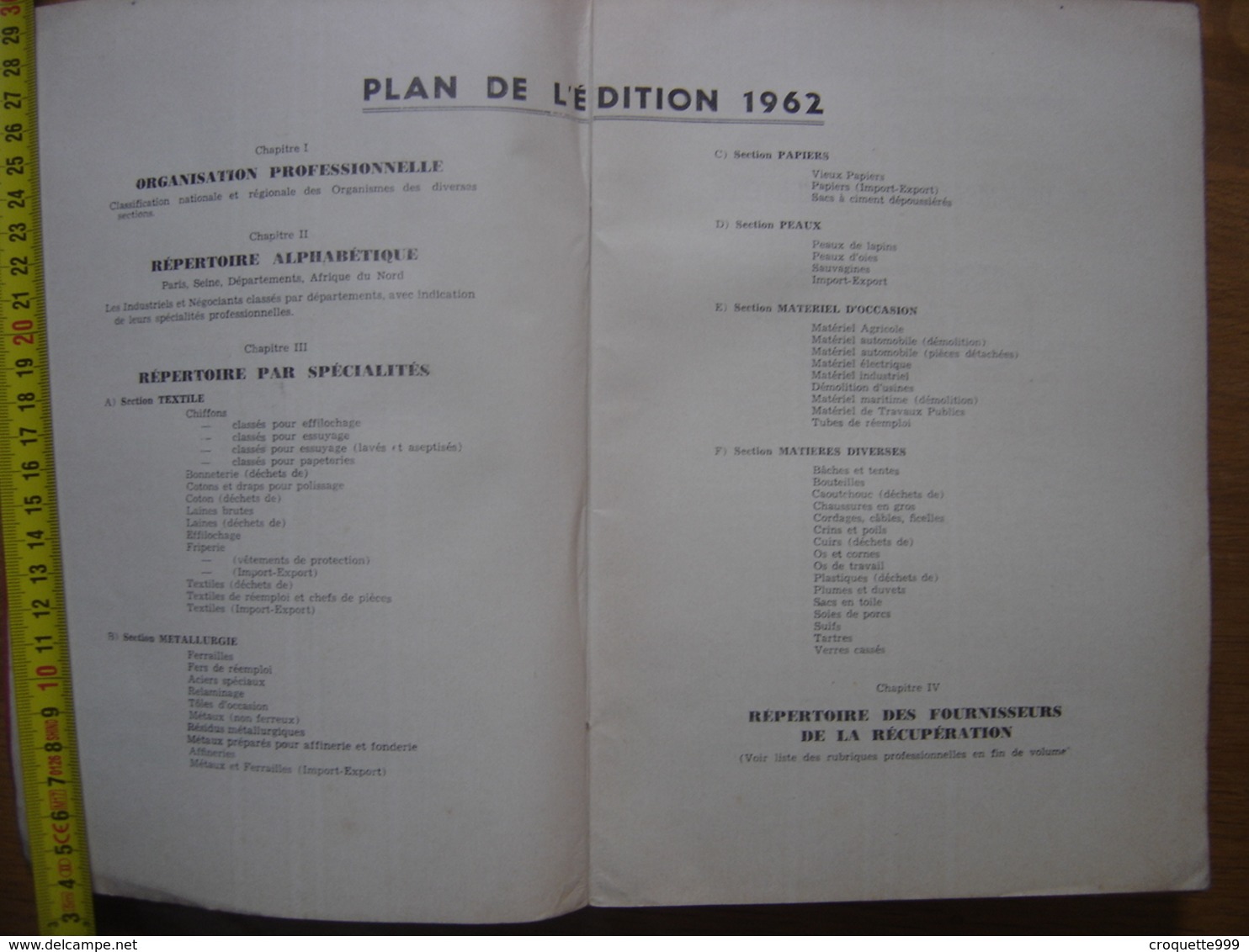 1962 ANNUAIRE National Des MATIERES PREMIERES De RECUPERATION Et Du MATERIEL D'OCCASION - Telefonbücher