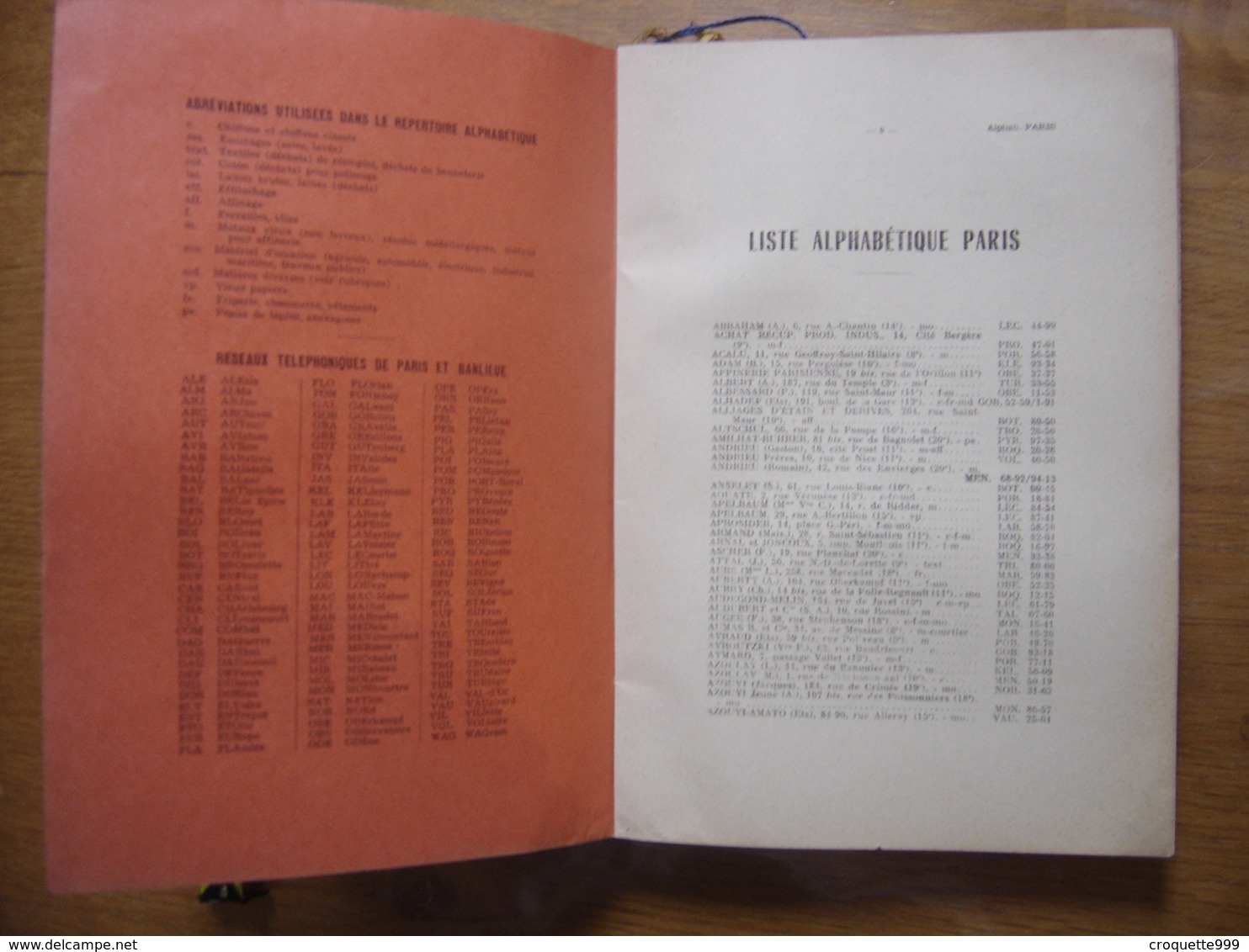 1962 ANNUAIRE National Des MATIERES PREMIERES De RECUPERATION Et Du MATERIEL D'OCCASION - Directorios Telefónicos