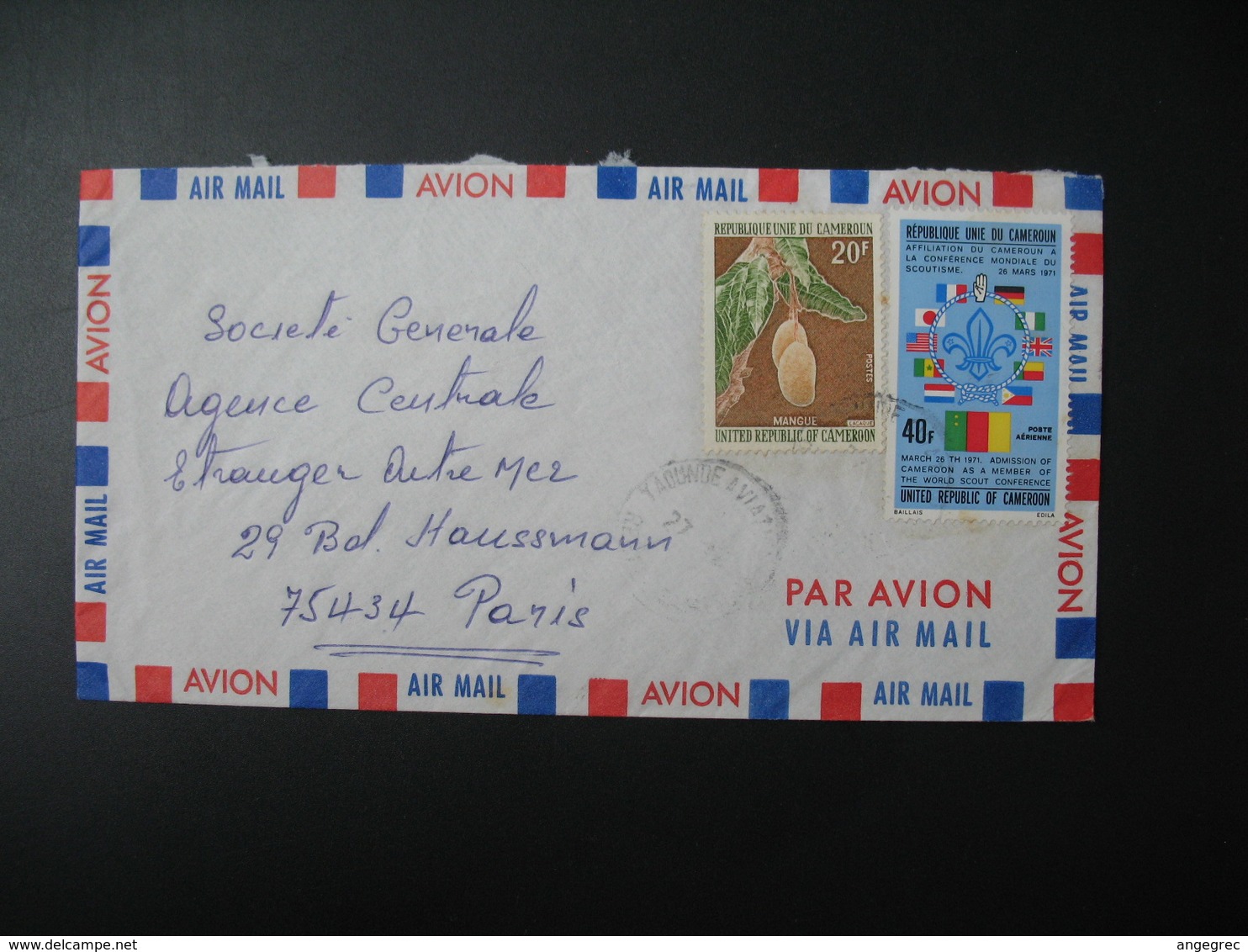 Lettre Cameroun Agriculture  Mangue 1973    Pour La Sté Générale France Bd Haussmann Paris - Agriculture