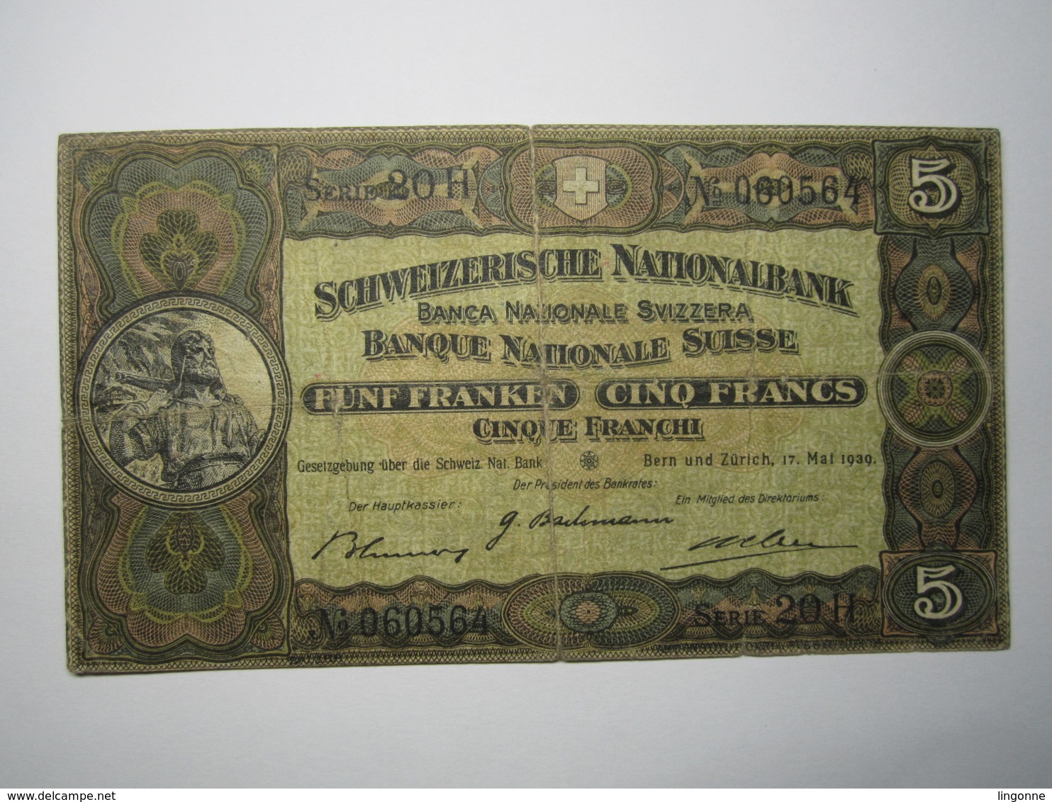 BILLET 5 Francs SUISSE 1939 - Suisse