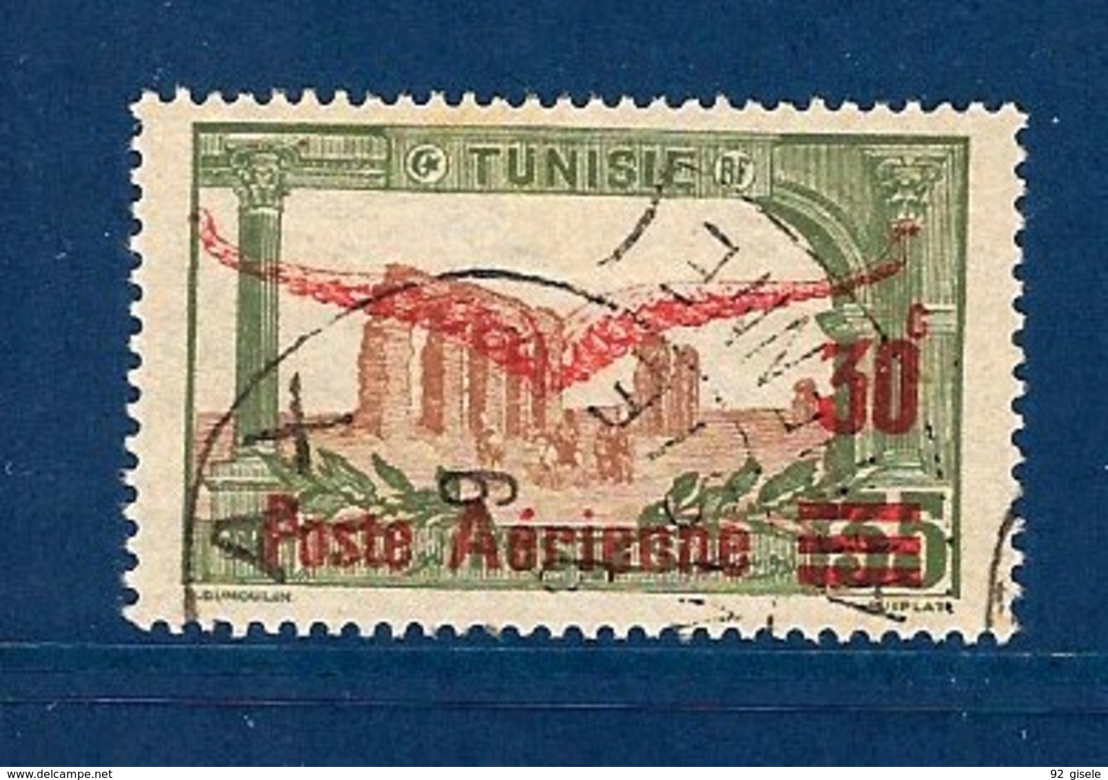 Tunisie Aerien YT 1 (PA) " Timbre Surchargé " 1919 Oblitéré - Posta Aerea