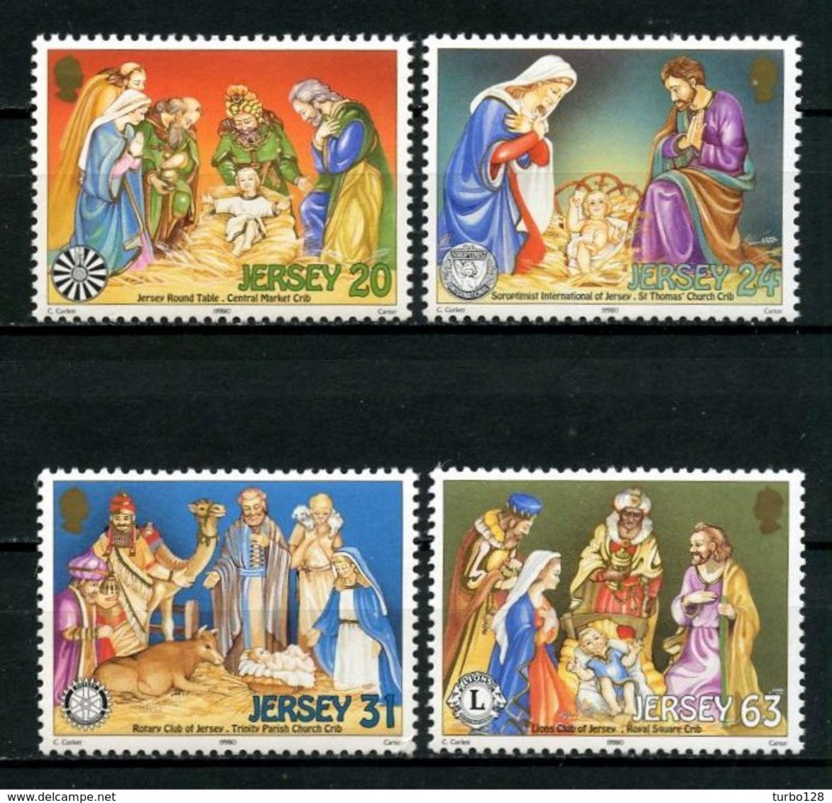 JERSEY 1998 N° 861/864 ** Neufs MNH Superbes C 7 € Noël Christmas Crèches Place Royale Lions Club Eglises Marché - Jersey