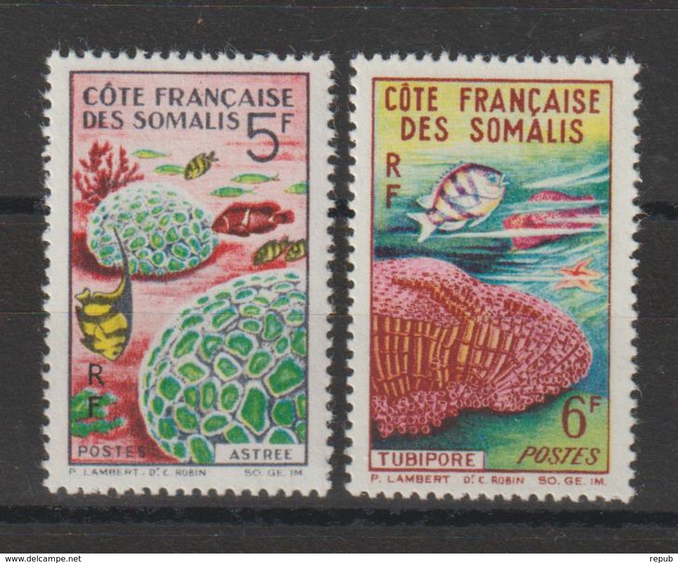 Cote Des Somalis 1963 Faune Corallienne 316-17 2 Val Neuf ** MNH - Nuovi