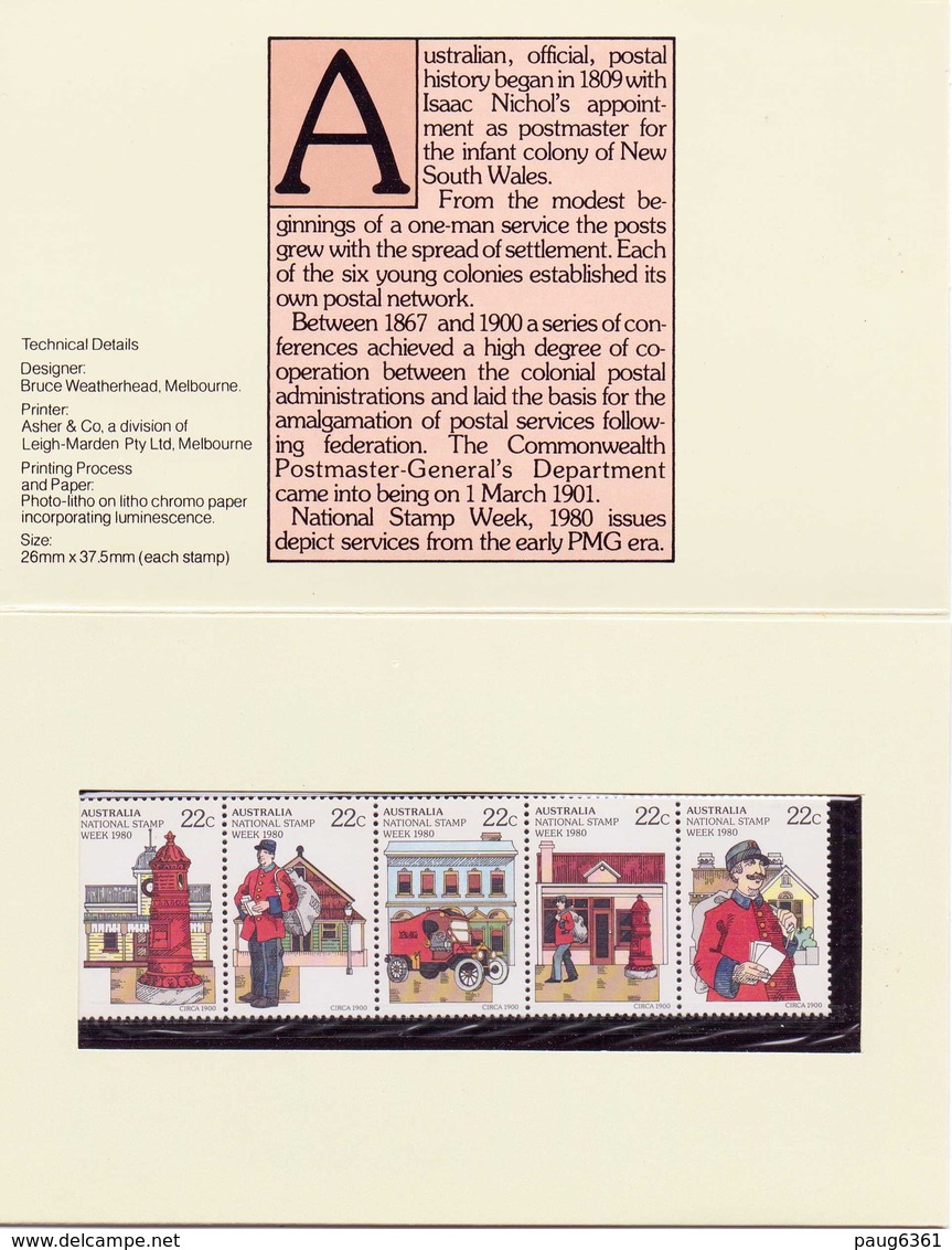 AUSTRALIE 1980 PACK DE PRESENTATION SEMAINE DU TIMBRE  YVERT N°713/17  NEUF MNH** - Presentation Packs