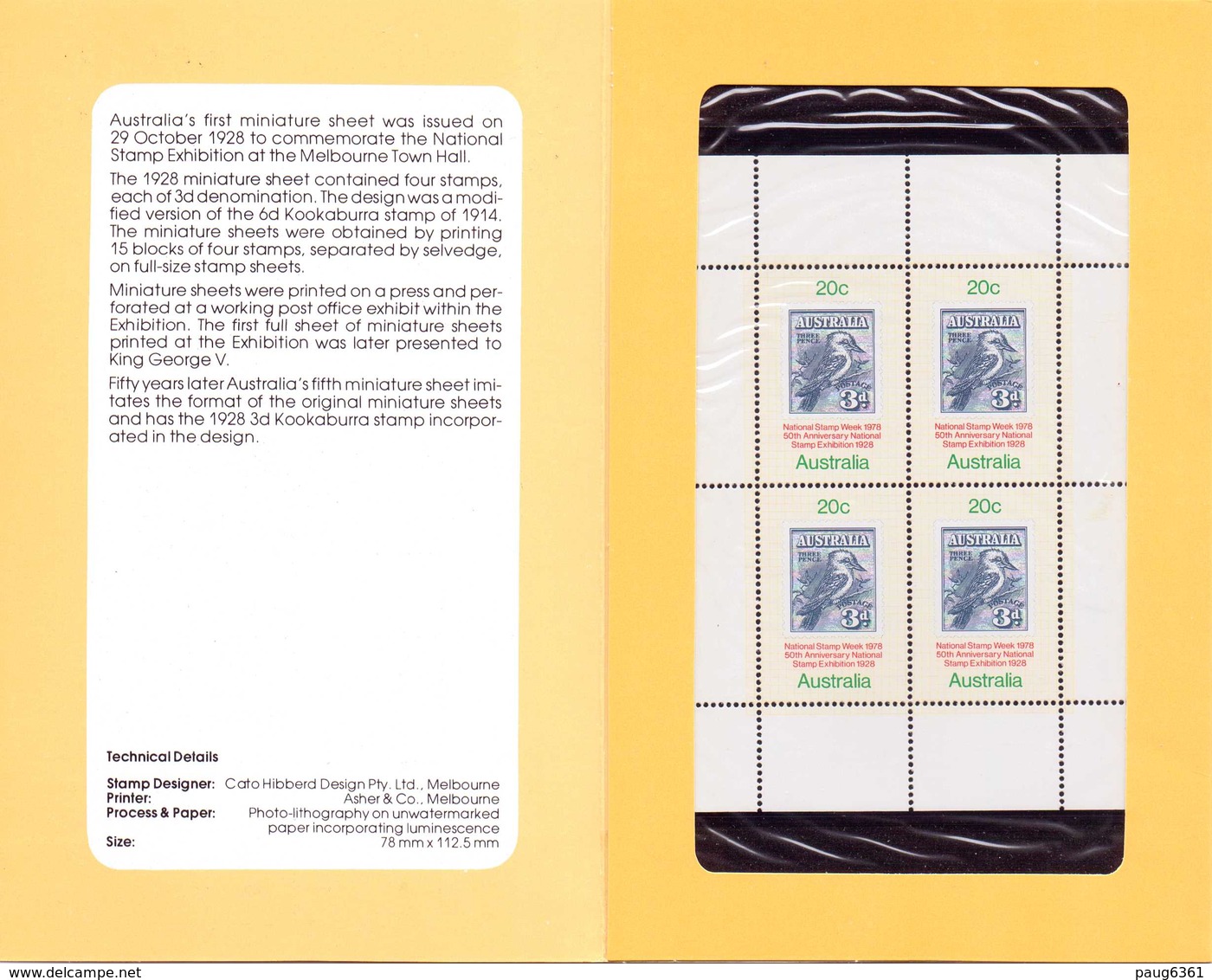 AUSTRALIE 1978 PACK DE PRESENTATION SEMAINE DU TIMBRE  YVERT N°B6  NEUF MNH** - Presentation Packs