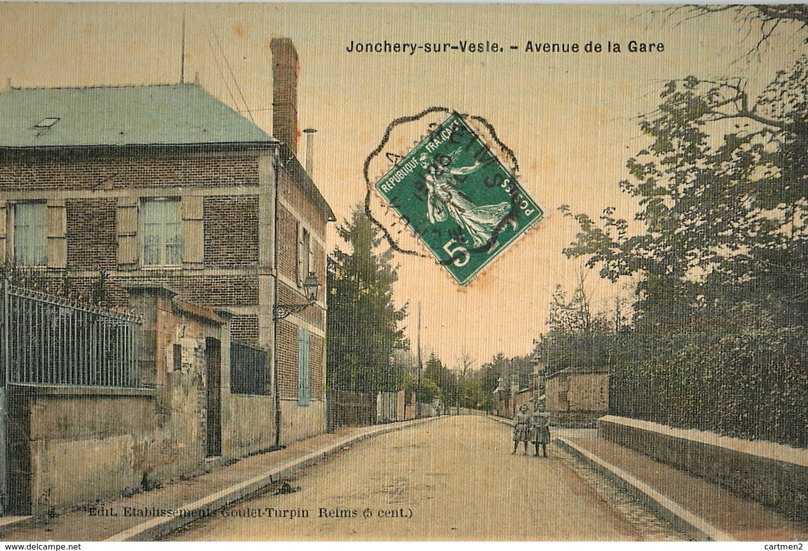 JONCHERY-SUR-VESLE AVENUE DE LA GARE CARTE TOILEE 51 MARNE - Jonchery-sur-Vesle