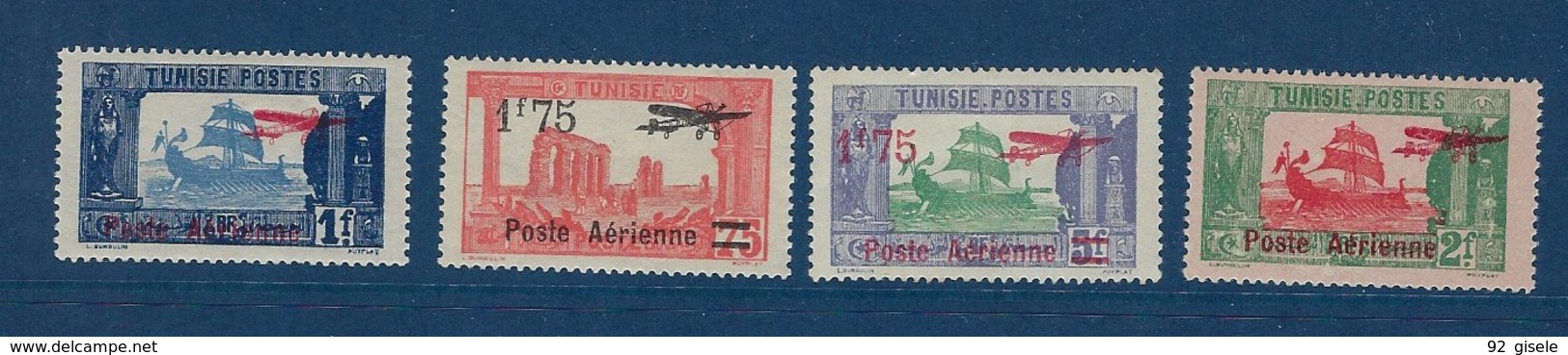 Tunisie Aerien YT 3 à 6 (PA) " Timbres Surchargés " 1927 Neuf* - Posta Aerea