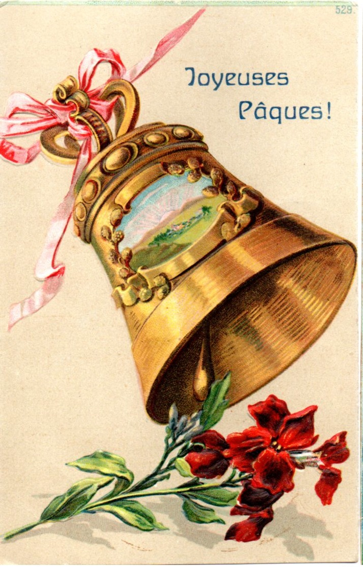 CPA  -  Embossée Ou Gaufrée  -  Joyeuses Paques , Cloche-   écrite - - Autres & Non Classés