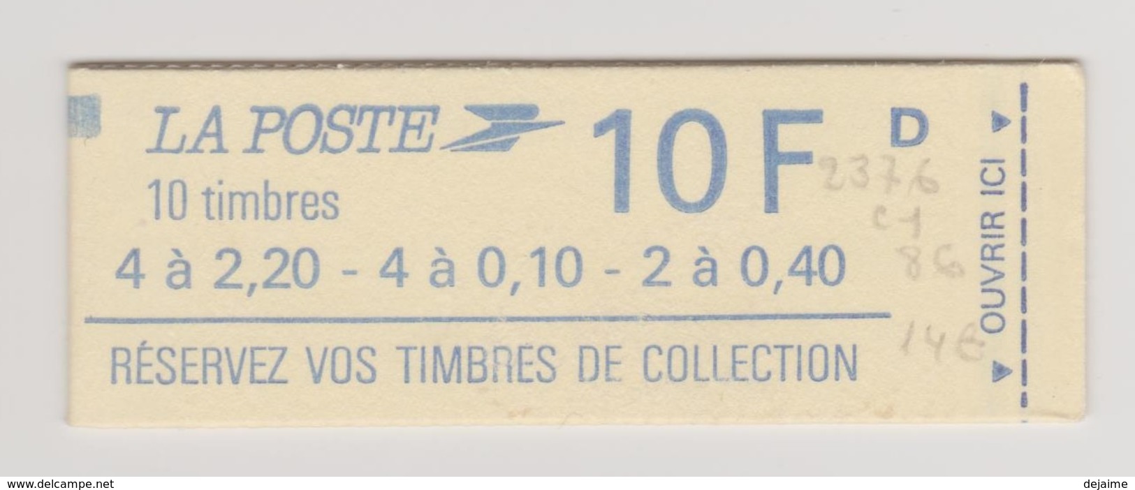 FRANCE 1986 CARNET MIXTE N° YT 1501 Type Liberté 2,20 0,10, 0,40F  "Tarif 1er Août 1986" - Autres & Non Classés