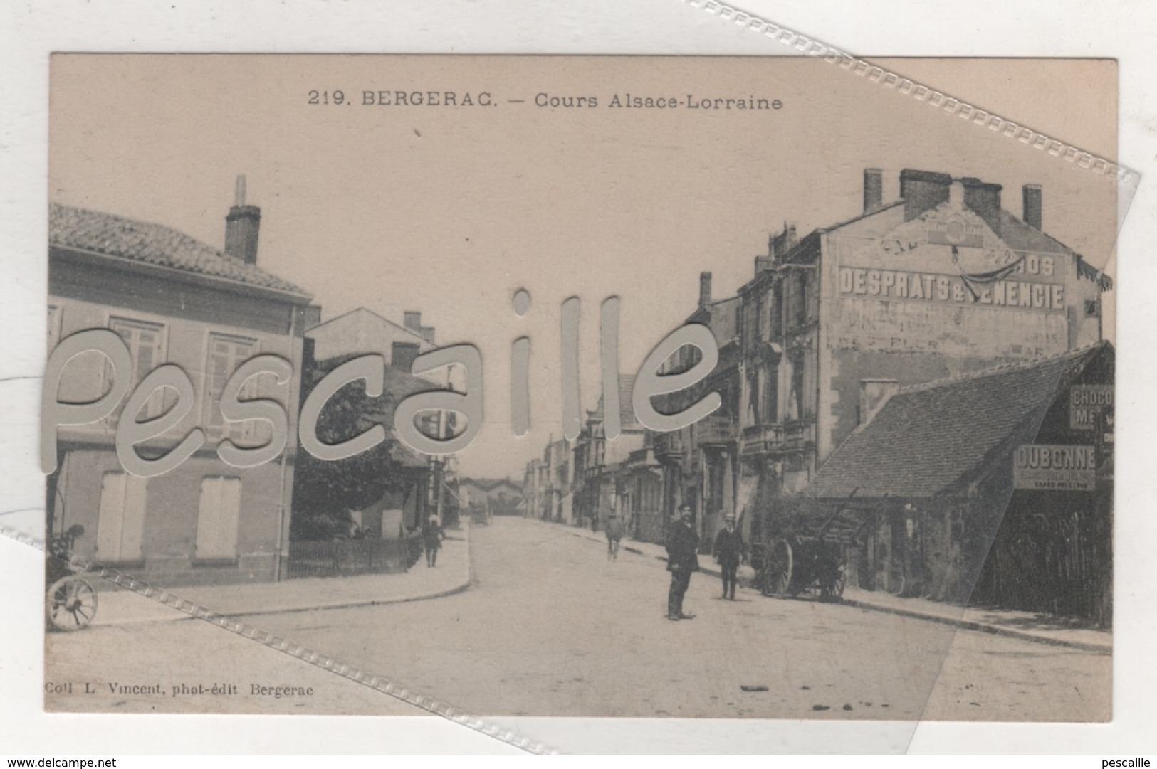 24 DORDOGNE - CP ANIMEE BERGERAC - COURS ALSACE LORRAINE - COLL. L. VINCENT PHOT. EDIT. BERGERAC N° 219 - Bergerac